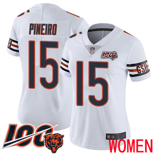 Chicago Bears Limited White Women Eddy Pineiro Road Jersey NFL Football 15 100th Season Vapor Untouchable
